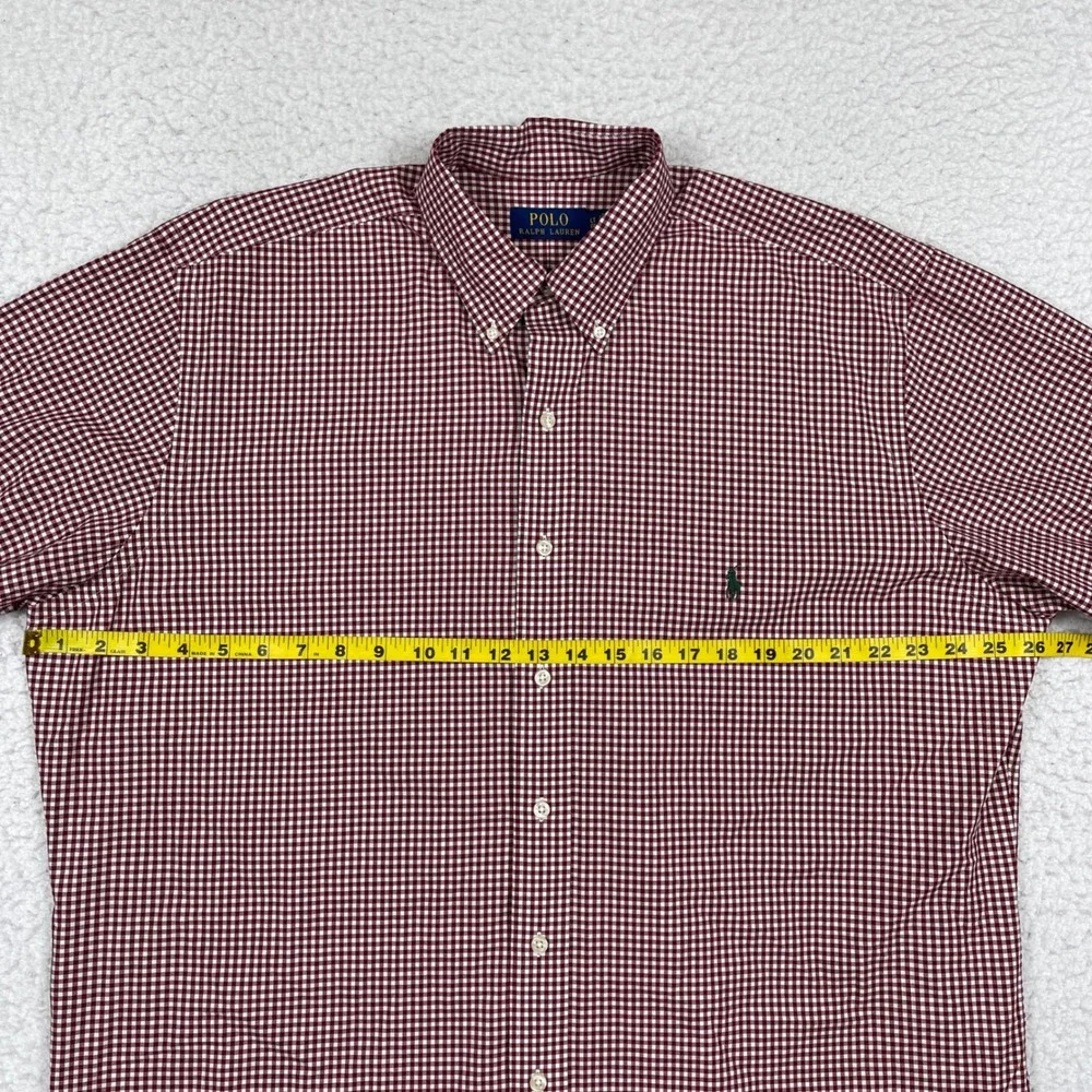 Polo Ralph Lauren Button Down Mens LT Burgundy Gingham Stretch Preppy Classic